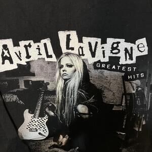 Avril Lavigne Black Greatest Hits Short Sleeve Graphic Tour Band Shirt Medium